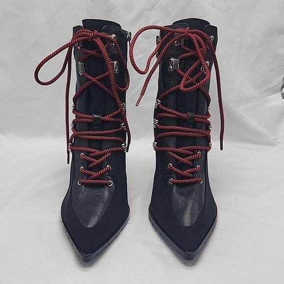 STEVE MADDEN KAREY ANKLE BOOTS BLACK SUEDE ZIP CLOSURE LACE-UPS 10 NWOB - Picture 3 of 16